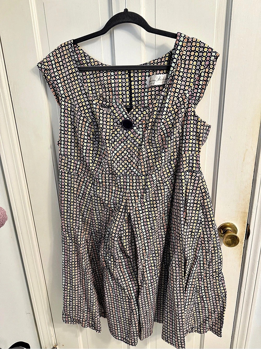 Cherry Velvet Polka Dot Mini Dress in Black & Multicolor